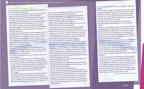 Interview mit H.johannes Wallmann 1997 | abgedruckt im Faltblatt von INNENKLANG