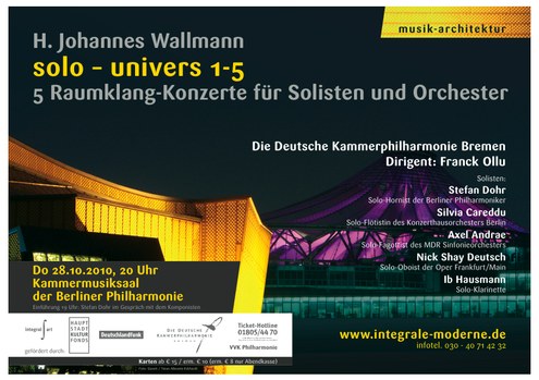 "Die Musik ist, bei Vermeidung traditioneller Formen, von anrührender, neu entdeckter Schönheit..." (Berliner Zeitung, 30.10.2010, über Wallmanns SOLO-UNIVERS 1-5)