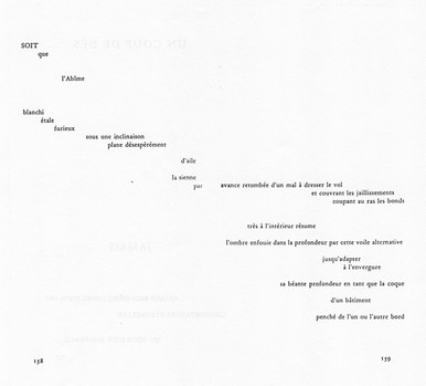 Berliner Zeitung, 19.09.97 zur Uraufführung von »TRANSFORMA« »...Danach tauchen wir doch noch ganz in den Raum ein, verschwinden in ihm mit Wallmanns »Transforma«. Stimmen, hoch in der Frequenz, schweben durch den alten Wasserspeicher, füllen den Raum ganz aus, und mehr als einmal prallen sie aufeinander wie glitzernde Stahlkugeln. Hier wird wahr, was die Idee der Kryptonale III ist: der Raum, wie er da ist, bleibt sich selbst erhalten, der innere Raum weitet sich.« Im Bild: Ausschnitt aus UN COUP DE DÉS (1897)